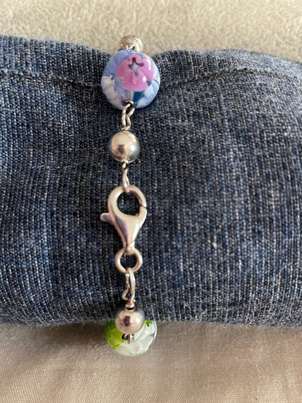 LAST Vintage Sterling Silver Handmade Colorful Bracelet 15 grams 7" Hippie Boho - Picture 3 of 10